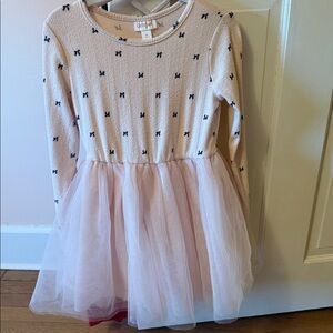 Cat & Jack Girls' Pale Pink Bow Tulle Dress sz 5T